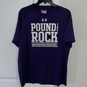 New NWOT Under Armour Northwestern Wildcats Pound The Rock Basketball 🏀 T Shirt